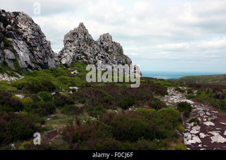 Des Teufels Stuhl, Stiperstones, Shropshire, England, Vereinigtes Königreich Stockfoto