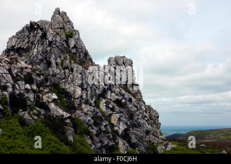 Des Teufels Stuhl, Stiperstones, Shropshire, England, Vereinigtes Königreich Stockfoto