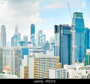 Skyline von Singapur Downtown Core Dichte in den Tag Stockfoto