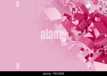 Rosa Würfel abstrakten Hintergrund 3D Illustration mit Textfreiraum. Stockfoto