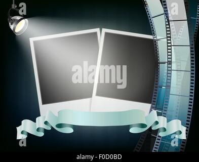 Foto Album Background, Studioleuchten, gewellten Filmstreifen und Farbband Stock Vektor