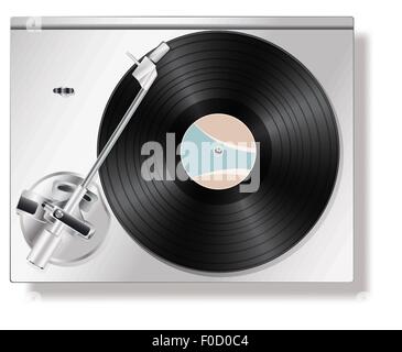 Vinyl Record Plattenspieler auf weiß Stock Vektor