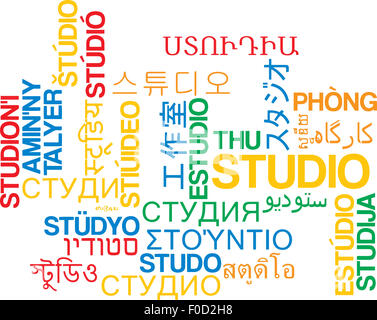 Hintergrund-Konzept Wordcloud mehrsprachige internationale Sprache Außenillustration studio Stockfoto