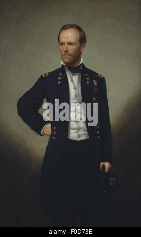 Vintage amerikanische Historienmalerei des Bürgerkriegs General William Tecumseh Sherman. Original Gemälde von George Peter Alexander Heal Stockfoto