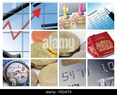 Zwölf Bildern rund um Wirtschaft und Finanzen Stockfoto