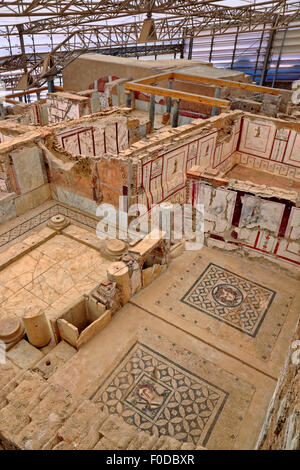 In der überdachten "Terraced Houses" archäologischen Stätte in der antiken griechischen/römischen Reiches Stadt Ephesus, Selcuk, Türkei. Stockfoto