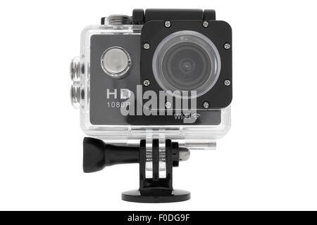 GoPro wie Sport-Action-Kamera auf weißem Hintergrund Stockfoto