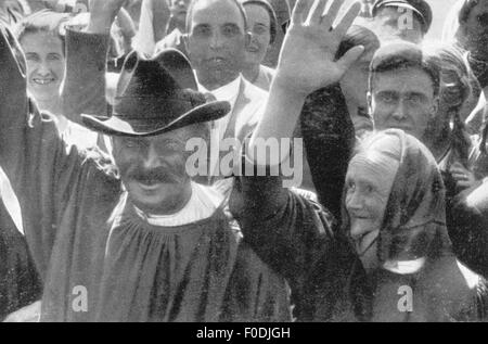 Nationalsozialismus / Nationalsozialismus, Menschen, Bauern grüßen Adolf Hitler, um 1935, Zusatzrechte-Clearences-nicht vorhanden Stockfoto