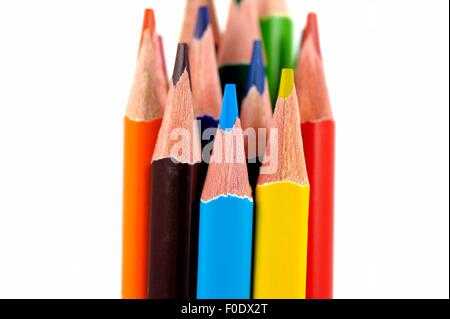 Buntstifte hautnah auf einem weißen Hintergrund Stockfoto
