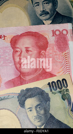 chinesische Yuan und dem japanischen yen Stockfoto