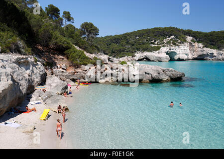 Cala Mitjana, in der Nähe von Cala Galdana, Süd-West-Küste, Menorca, Balearen, Spanien, Europa Stockfoto