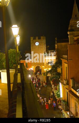 Italien, Sizilien, Nacht Leben, Taormina, Spaß, ausgehen, Mittelmeer Stockfoto