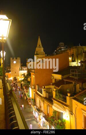 Italien, Sizilien, Nacht Leben, Taormina, Spaß, ausgehen, Mittelmeer Stockfoto