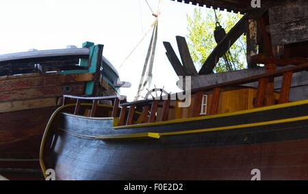 Holzboot, Flensburg, Deutschland, Bootfahren, Holzarbeiten, Boot-Restaurierung, Holz, Stockfoto