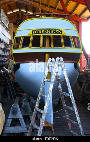 Holzboot, Flensburg, Deutschland, Bootfahren, Holzarbeiten, Boot-Restaurierung, Holz, Stockfoto