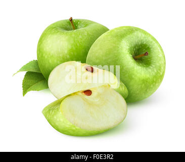 Grüne Äpfel, isoliert auf weiss Stockfoto