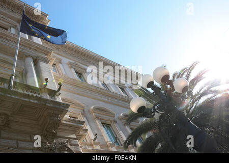 Der beeindruckende Renaissance-Palast des Palazzo Koch. Hauptsitz in Rom der Banca d'Italia in der Via Nazionale. Stockfoto