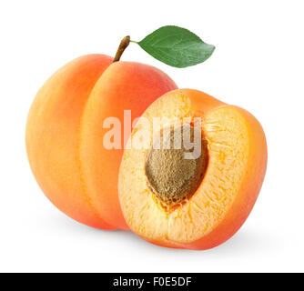 Frische Aprikosen isoliert auf weiss Stockfoto
