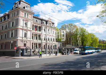 Jugendstil-Architektur in Riga - russische Botschaft in Riga, Lettland Stockfoto