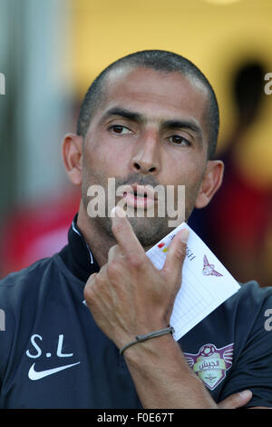 Udine, Italien. 13. August 2015. El-Jaish Head Coach Sabri Lamouchi während der freundlichen Vorsaison Fußballspiels Udinese Calcio V El Jaish Sportverein am 13. August 2015 im Friaul-Stadion in Udine, Italien. Bildnachweis: Andrea Spinelli/Alamy Live-Nachrichten Stockfoto