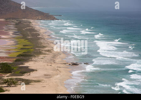 Panorama von der Salz Stauseen Pampatar Strand in Isla Margarita in der Karibik. Venezuela Stockfoto