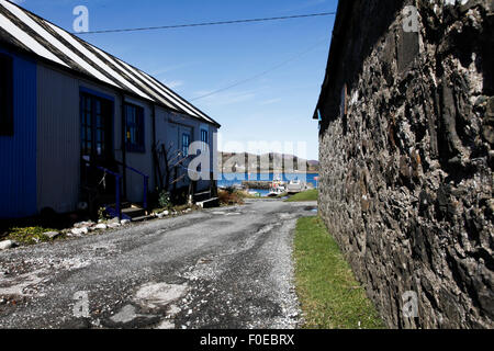 Alten Hafengebäuden Broadford Skye Stockfoto