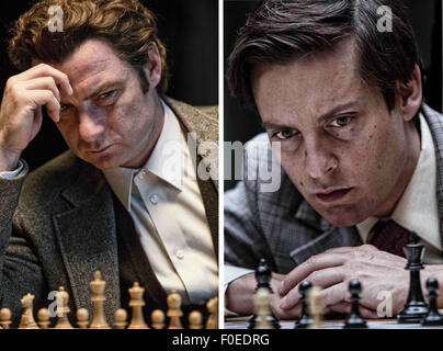 Bauernopfer ist ein 2014 amerikanischen biographischen Thriller unter der Regie von Edward Zwick und geschrieben von Steven Knight. Die Hauptrollen Tobey Maguire als Bobby Fischer, Liev Schreiber als Boris Spassky und Lily Rabe als Joan Fischer.  Dieses Foto ist nur zu redaktionellen Zwecken und unterliegen dem Copyright von der Filmgesellschaft und/oder der Fotograf von dem Film oder der Firma zugeordnet und kann nur durch Veröffentlichungen im Zusammenhang mit der Förderung der oben genannten Film reproduziert werden. Eine obligatorische Gutschrift auf die Filmgesellschaft ist erforderlich. Der Fotograf sollte auch angerechnet werden, wenn bekannt. Stockfoto