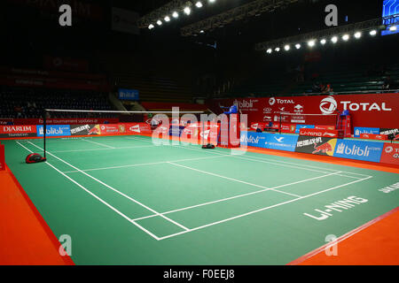 Istora Senayan Arena, Jakarta, Indonesien. 12. August 2015. Badmintonfeld, 12. August 2015 - Badminton: TOTAL BWF Weltmeisterschaften 2015 Istora Senayan Arena, Jakarta, Indonesien. Bildnachweis: Shingo Ito/AFLO SPORT/Alamy Live-Nachrichten Stockfoto