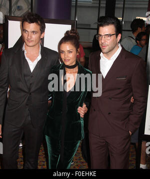 New York, New York, USA. 13. August 2015. Schauspieler RUPERT FRIEND, HANNAH WARE und ZACHARY QUINTO besuchen die New Yorker Premiere von "Hitman Agent 47" AMC Empire Theater statt. Bildnachweis: Nancy Kaszerman/ZUMA Draht/Alamy Live-Nachrichten Stockfoto