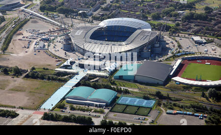 Luftaufnahme von Manchester City Etihad Fußball Stadion, UK Stockfoto