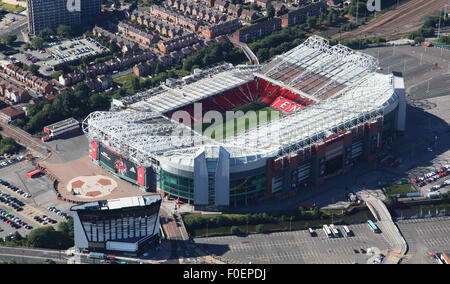 Luftaufnahme des Old Trafford Stadion, Heimat des Manchester United, Theatre of Dreams, Manchester United gemahlen, UK Stockfoto