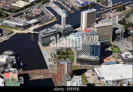 Luftaufnahme von Salford Quays in der Nähe von Manchester Stockfoto