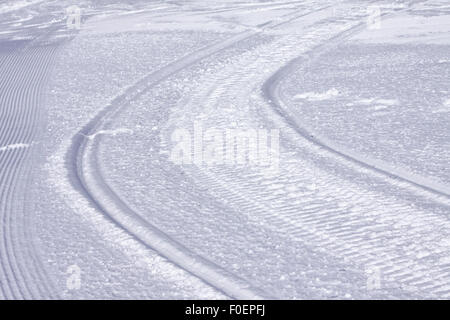 Eingestellte Neigung auf des Berges Höhn. Skifahren in den Dolomiten, Val di Fiemme, Italien. Stockfoto