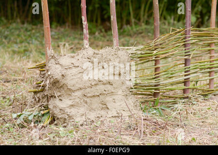 Flechtwerk und Lehm-Bauweise Stockfoto