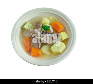 Isländische Suppe mit Fleisch - Islensk kjotsupa Stockfoto