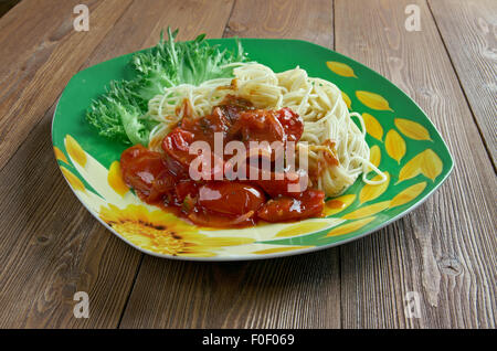 Spaghetti Alla Carrettiera - sizilianischen Rezept für italienische pasta Stockfoto