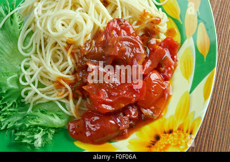 Spaghetti Alla Carrettiera - sizilianischen Rezept für italienische pasta Stockfoto