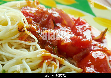 Spaghetti Alla Carrettiera - sizilianischen Rezept für italienische pasta Stockfoto