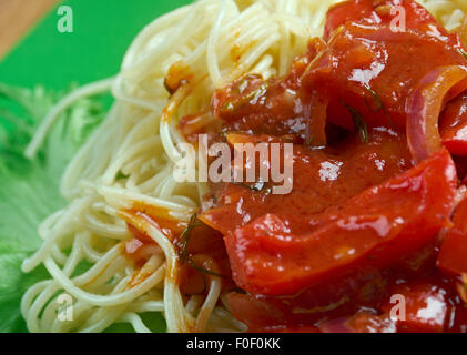 Spaghetti Alla Carrettiera - sizilianischen Rezept für italienische pasta Stockfoto