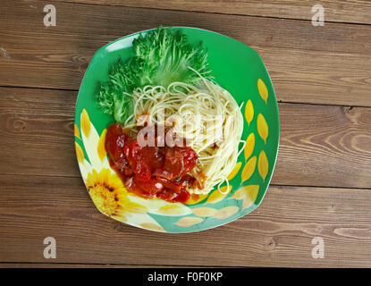 Spaghetti Alla Carrettiera - sizilianischen Rezept für italienische pasta Stockfoto