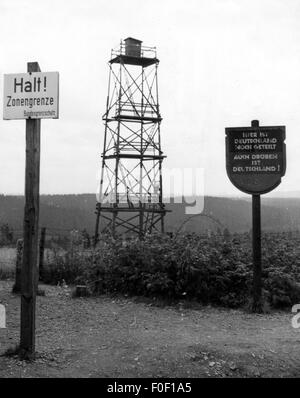 Geographie / Reisen, Deutschland, Grenze, Wachturm an der zonalen Grenze, 1963, Zusatz-Rechte-Clearences-nicht vorhanden Stockfoto