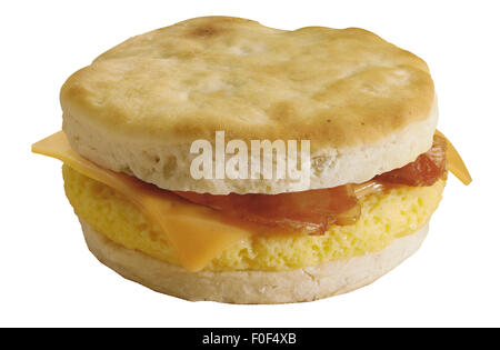 Frühstück, Sandwich, Muffin, Käse, Rührei, Speck Stockfoto