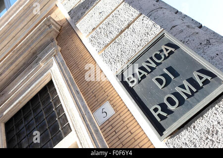 Banca di Roma Schild, Rom, Italien. Stockfoto