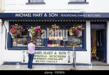 Traditionelle Butchers Shop, England, UK Stockfoto