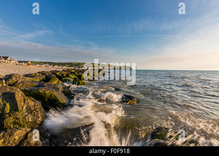 Die Landzunge und Strand von Borth, Ceredigion, Wales Stockfoto