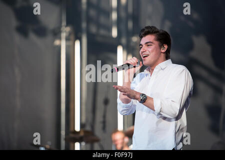 Anton Ewald führt beim Rix FM Festival während des August-Festivals im in Norrköping, Schweden Stockfoto