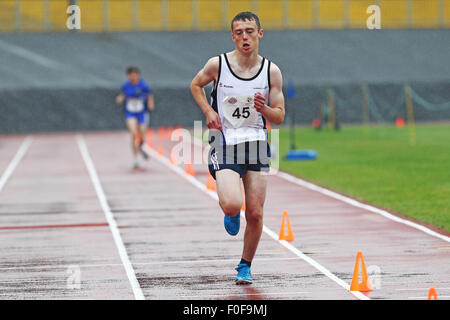 Nottingham, UK. 14. August 2015. 2015 Zerebralparese World Games. Leichtathletik-Event. Ewan Waite von Schottland nach Hause kommen zum Sieg in der 3000m © Action Plus Sport/Alamy Live News Stockfoto