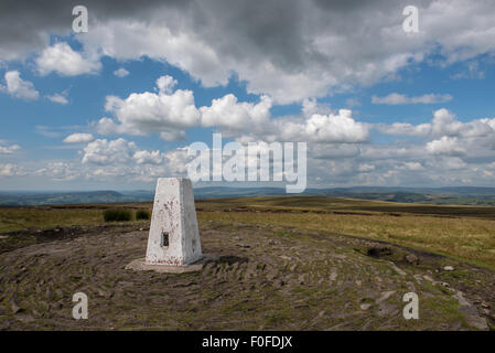 Trigonometrischen Punkt am Gipfel des Pendle Hill Stockfoto