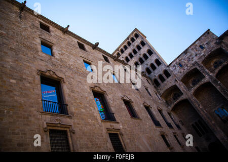 Palau Reial Major Placa del Rei in Barcelona Stockfoto