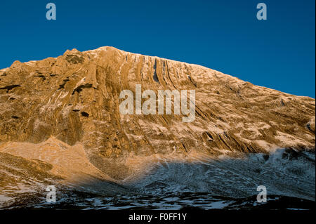 Prutas Höhepunkt bei Sonnenuntergang zeigt geologischen Falten, Durmitor NP, Montenegro, Oktober 2008 Stockfoto